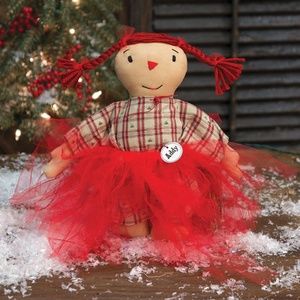 Hearthside Christmas Addy Tulle Rag Doll   Red New